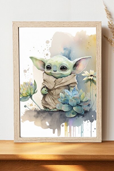 Luna Marissa Baby Yoda Poster - Çerçevesiz Kalın Kağıt Dijital Art Poster