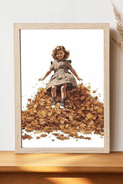 Luna Marissa Παιδική αφίσα σε φθινοπωρινά φύλλα - Ψηφιακή αφίσα τέχνης από χο...