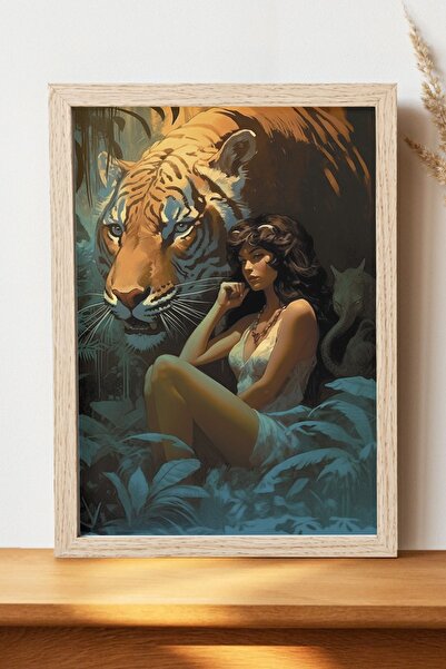 Luna Marissa Αφίσα με λιοντάρια και κορίτσια - Αφίσα ψηφιακής τέχνης από χοντ...