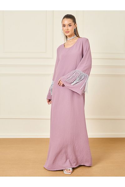 Styli Tassel Detail Sleeves Textured Jalabiya