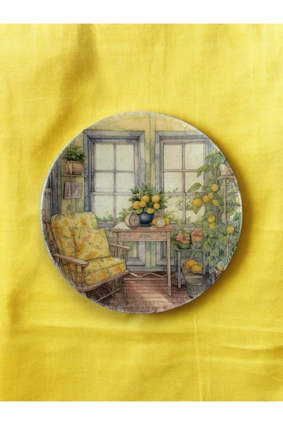 unique florya Limon Bahçesi Dekoratif Duvar Tabağı Limonlu Sarı Duvar Süsü Du...