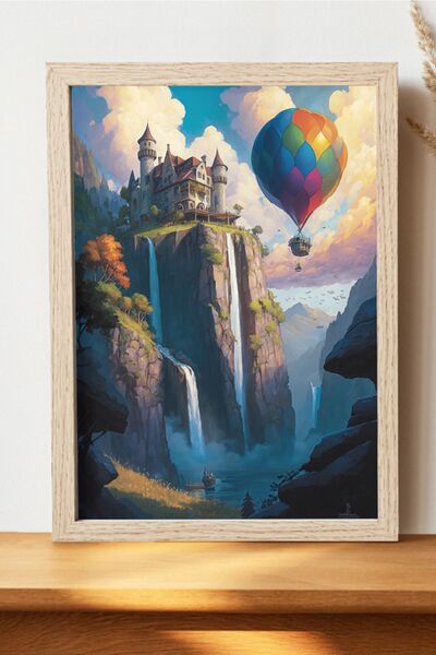 Luna Marissa Καλλιτεχνική αφίσα με μπαλόνι και κάστρο - Ψηφιακή αφίσα τέχνης ...