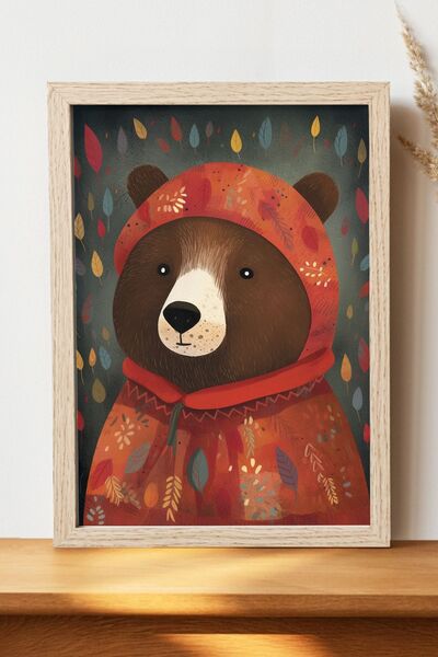 Luna Marissa Καλλιτεχνική αφίσα με αρκούδα - Ψηφιακή αφίσα τέχνης από χοντρό ...