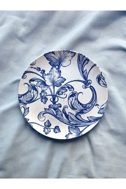 unique florya Διακοσμητικό πιάτο τοίχου με μοτίβο λουλουδιών Blue Blanc, Διακ...