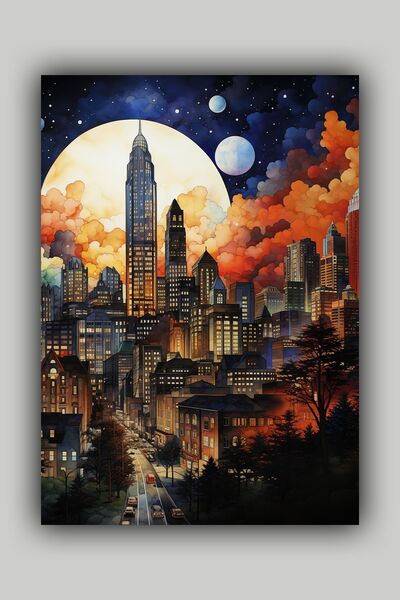 Luna Marissa Πολύχρωμη αφίσα με εικονογράφηση τοπίων χωρίς πλαίσιο