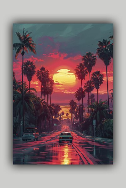 Luna Marissa Αφίσα τοπίων σε ρετρό χρώματα Αφίσα τοίχου χωρίς πλαίσιο