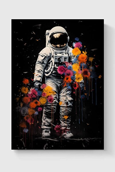 Luna Marissa Αφίσα αστροναύτη με λουλούδια χωρίς πλαίσιο τοίχου