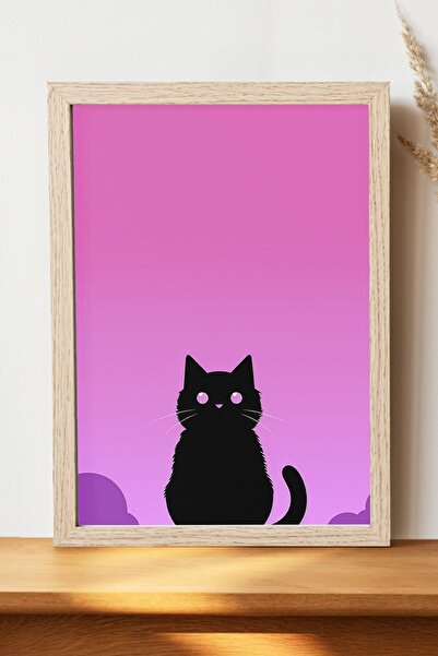 Luna Marissa Αφίσα Μαύρης Γάτας - Χοντρό χαρτί χωρίς πλαίσιο, ψηφιακή διακοσμ...