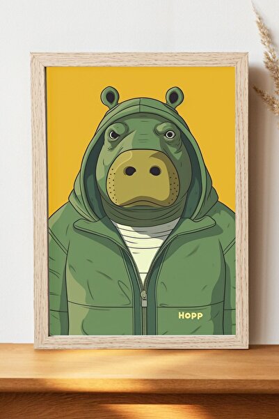 Luna Marissa Αφίσα ιπποπόταμου - Αφίσα ψηφιακής τέχνης από γυαλιστερό χαρτί χ...