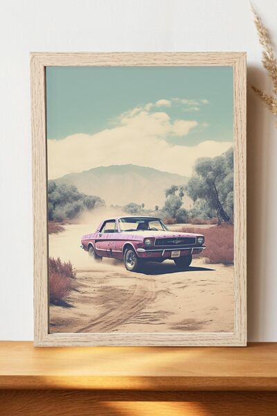 Luna Marissa Ροζ αφίσα κλασικού αυτοκινήτου - Αφίσα αυτοκινήτου από γυαλιστερ...