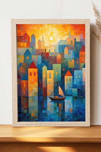 Luna Marissa Πολύχρωμη αφίσα εικονογράφησης σπιτιών - Αφίσα τοίχου από φωτειν...