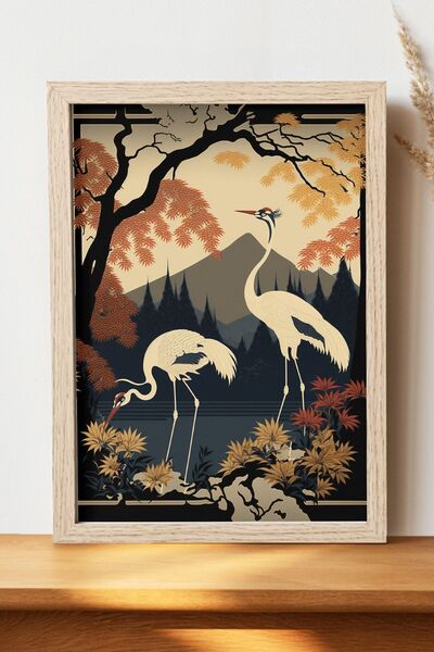 Luna Marissa Japon Kuşları Poster - Çerçevesiz Kalın Kağıt Dijital Art Dekoratif Poster