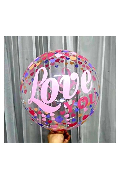 Genel Markalar Love You Desenli Şeffaf Balon