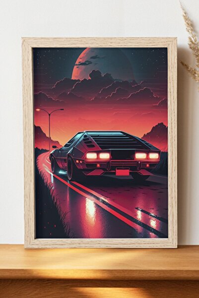 Luna Marissa Αφίσα αυτοκινήτου Retwave - Αφίσα ψηφιακής τέχνης από χοντρό χαρ...