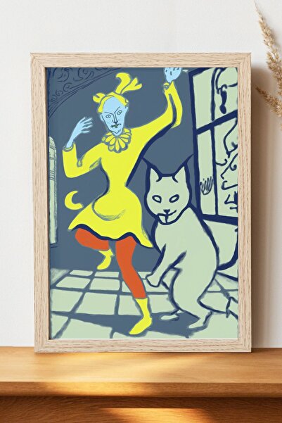 Luna Marissa Σουρεαλιστική αφίσα γάτας και γυναίκας - Ψηφιακή αφίσα τέχνης απ...