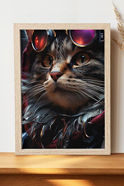 Luna Marissa Αφίσα Cyberpunk Cat - Αφίσα τοίχου από γυαλιστερό χαρτί χωρίς πλ...