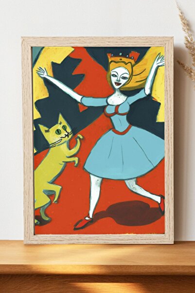 Luna Marissa Σουρεαλιστική αφίσα γάτας και κοριτσιού - Ψηφιακή αφίσα τέχνης α...