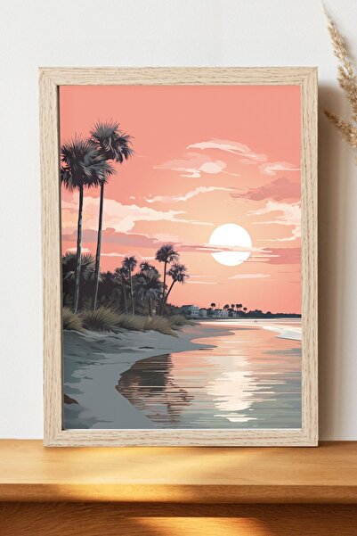 Luna Marissa Αφίσα με σκηνικό παραλίας - Αφίσα τοίχου από γυαλιστερό χαρτί χω...