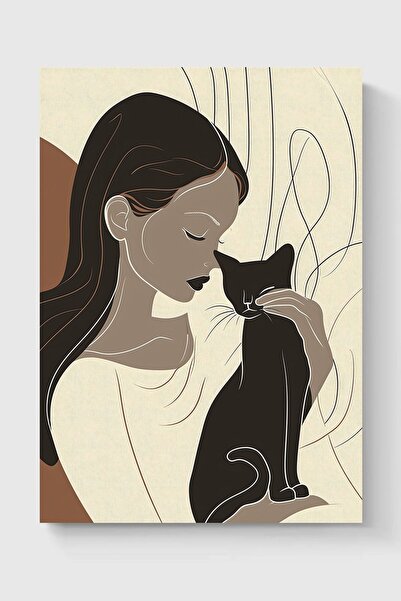 Luna Marissa Αφηρημένη αφίσα γάτας και γυναίκας χωρίς πλαίσιο διακοσμητική αφίσα