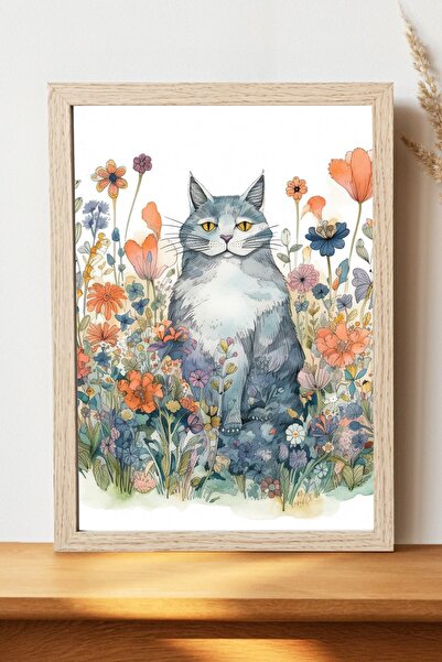 Luna Marissa Αφίσα με λουλούδια γάτας - Αφίσα τοίχου από γυαλιστερό χαρτί χωρ...
