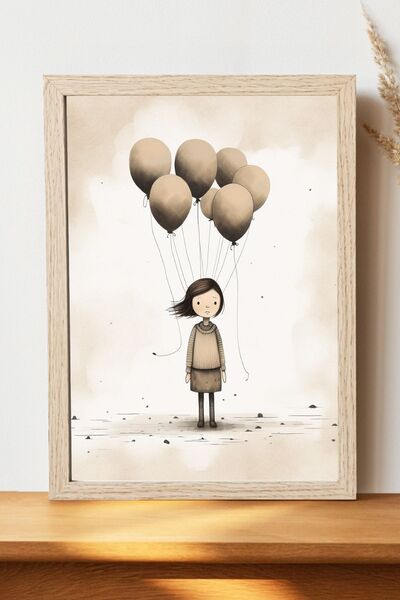 Luna Marissa Αφίσα "Κορίτσι με μπαλόνια" - Αφίσα τοίχου από γυαλιστερό χαρτί ...
