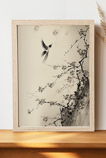 Luna Marissa Minimal Kuş Poster - Çerçevesiz Kalın Kağıt Dijital Art Poster