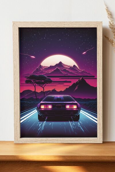 Luna Marissa Αφίσα αυτοκινήτου Retwave - Αφίσα ψηφιακής τέχνης από χοντρό χαρ...