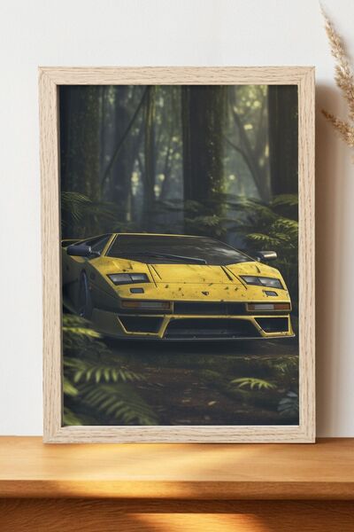 Luna Marissa Κίτρινη αφίσα Ferrari - Αφίσα αυτοκινήτου από γυαλιστερό χαρτί χ...