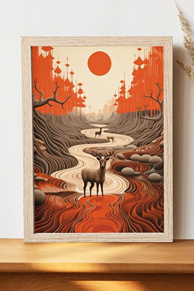 Luna Marissa Σουρεαλιστική αφίσα με ελάφια - Αφίσα τοίχου από γυαλιστερό χαρτ...