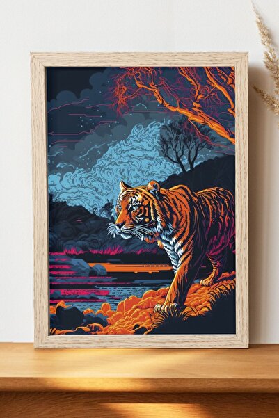 Luna Marissa Αφίσα Pop Art Tiger - Αφίσα ψηφιακής τέχνης από χοντρό χαρτί χωρ...