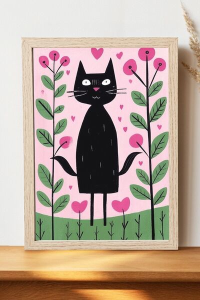 Luna Marissa Αφίσα μαύρης γάτας - Αφίσα τοίχου από γυαλιστερό χαρτί χωρίς πλα...