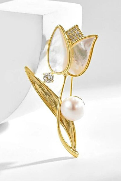 BB Lale İncili Broş ve Yaka İğnesi