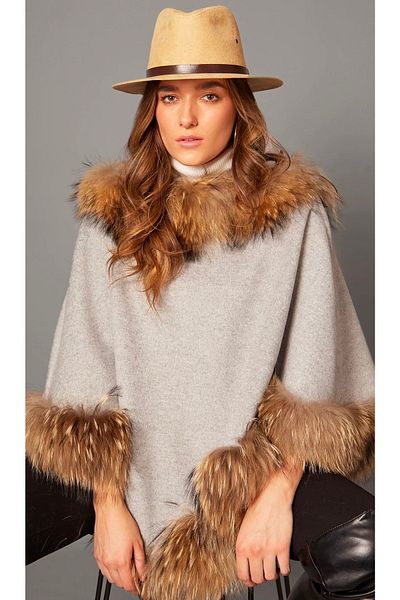 janbely Gray Cashmere Poncho