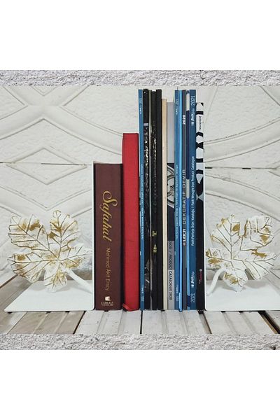 AS DESİGN Set Suport pentru Cărți Decorativ Metal Alb Suport pentru Cărți - Cadou