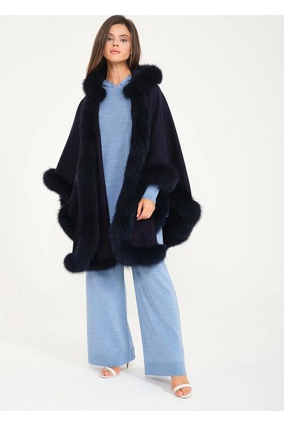janbely Navy Blue Poncho