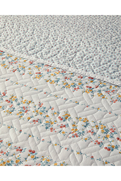 English Home Bloomy Stripe Çift Kişilik Yatak Örtüsü Takımı Turuncu