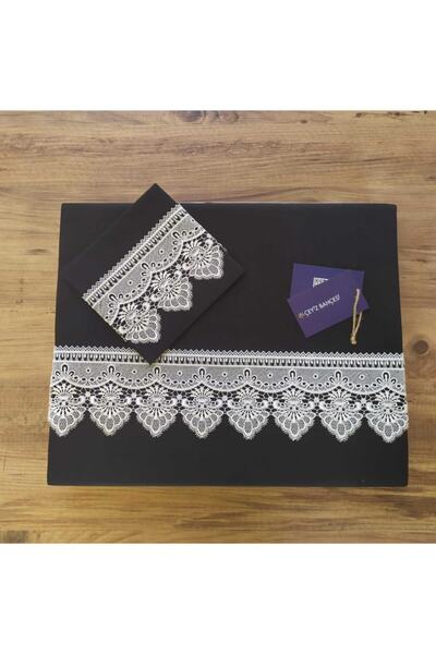 Çeyiz Bahçesi Чорний ніжний двоспальний комплект постільної білизни