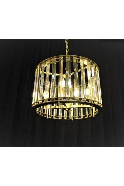 Özçelik Beliz Gold Şeffaf Kristal 25lik Daire Salon Avize