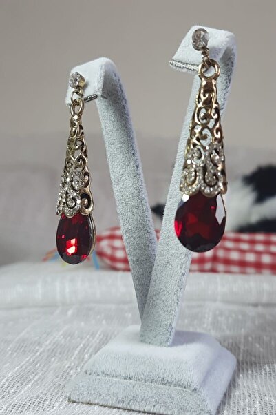 BB wikiki Authentic Natural Rhinestone Red Drop Earrings Ottoman Jewelry