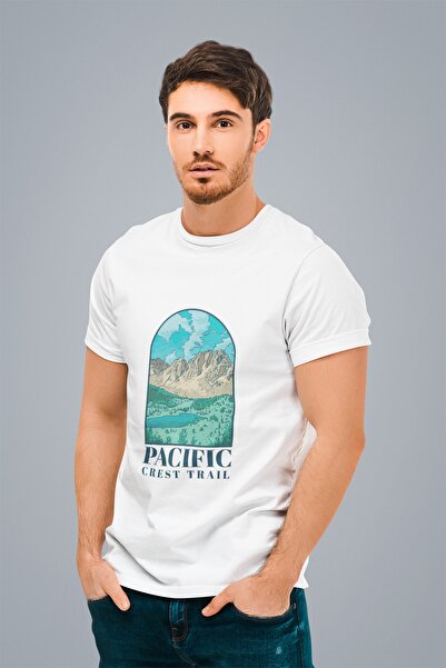 ErTaPassage White Mountain Printed Men's T-shirt - T5238677