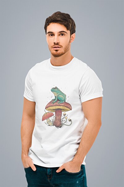 ErTaPassage Broasca ciuperca alba cu imprimeu Masculin tricou - T4328843