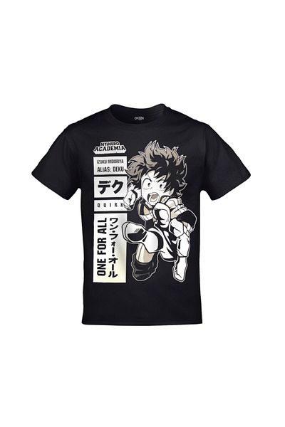 Orijin Tekstil My Hero Academia Izuku Midoriya Deku Anime Printed Unisex Μαύρο Tshirt