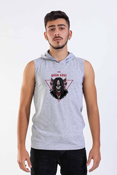 Raf Coll Unisex sivi melange Sa kapuljačom bez rukava T-shirt Digitalna štamp...