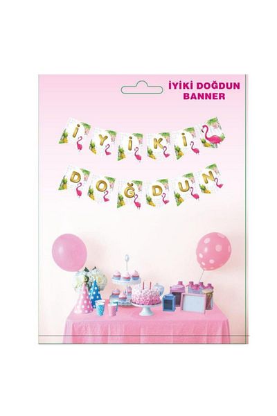 Flamingo Happy Birthday Text Banner