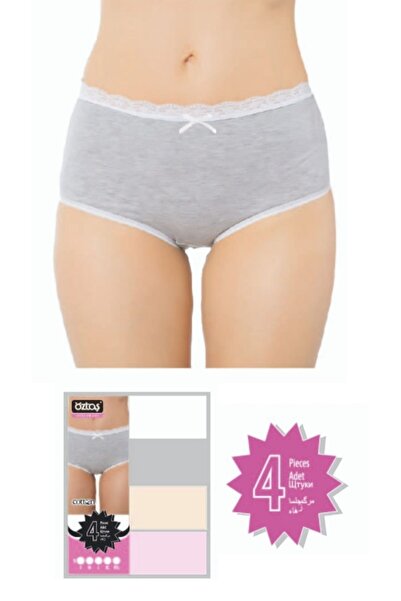 Öztaş Underwear Kadın Renkli Dantelli Yüksek Bel Midi Külot 4 lü