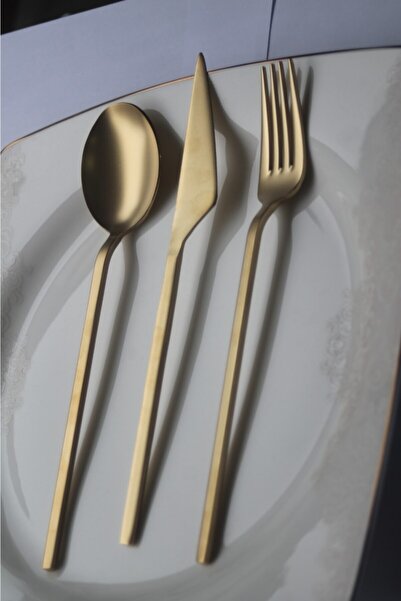 DMR LİFE Dmr Matte Gold Tablespoon 6 Pieces