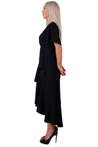 SpringStore Rochie de seara cu volane cu centura neagra