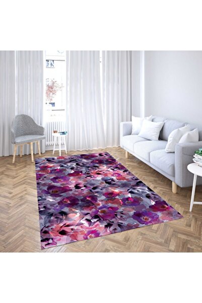 BKcollection Dekoratif Baskılı Kaymaz Taban Ev Halısı