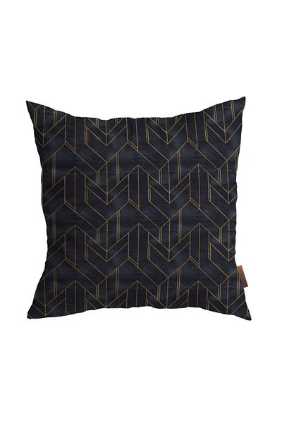 Alacastore 50x50 fundal negru cu dungi aurii husă de pernă decorativă cu două fețe