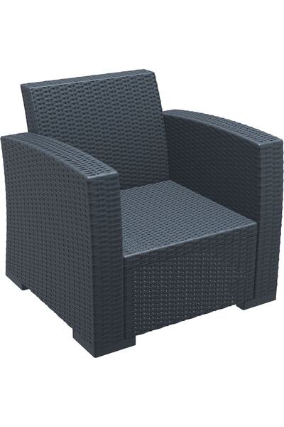 Siesta Rattan Monaco Tekli Koltuk Mindersiz Koyu Gri